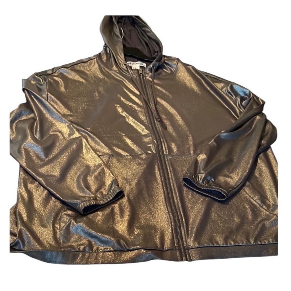 H&M ❤️ Coachella size XL Silver metallic hooded Jacket , pockets - Picture 3 of 16